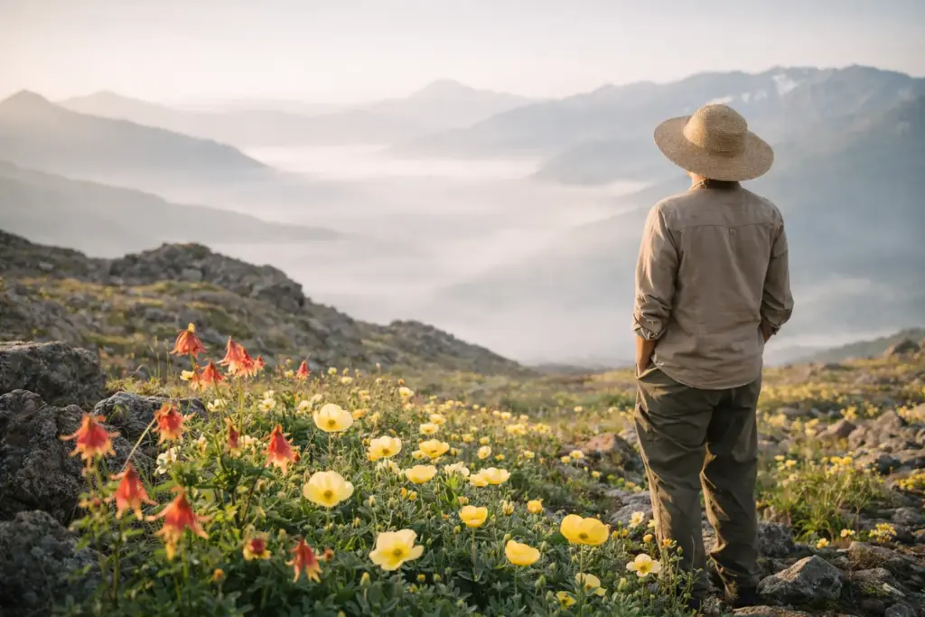 A horizontal view of native flowers Canada representing the diverse eco-regions of the country.
