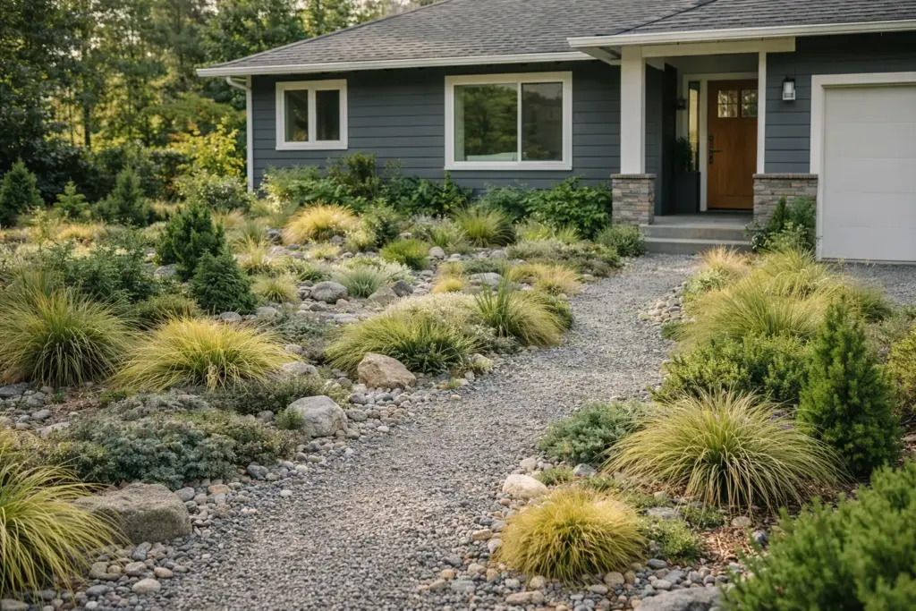 Professional yard design using native plants British Columbia for landscaping to save water and money.